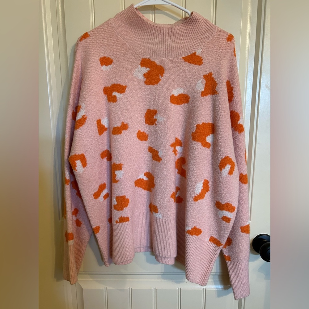 French Connection Pink and Orange Cowl Neck Sweater